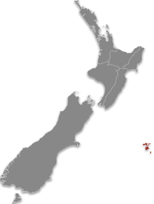 Rekohu/Wharekauri highlighted on a map of Aotearoa