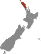 Te Tai Tokerau highlighted on a map of Aotearoa