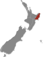 Te Tai Rawhiti highlighted on a map of Aotearoa